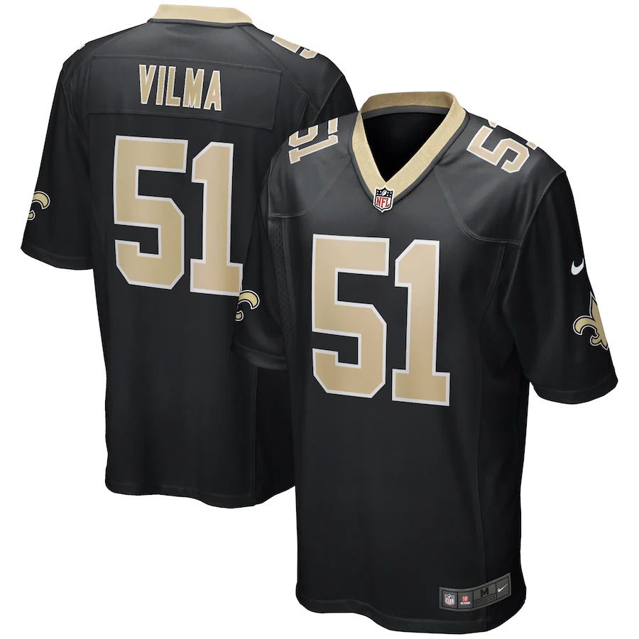 Men New Orleans Saints 51 Jonathan Vilma Nike Black Game Retired Player NFL Jersey